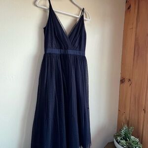 NWOT Express Navy Layered Mesh Dress